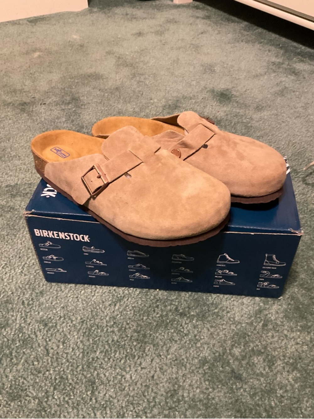 Birkenstock Suede Slip-On Clog in Light Taupe
